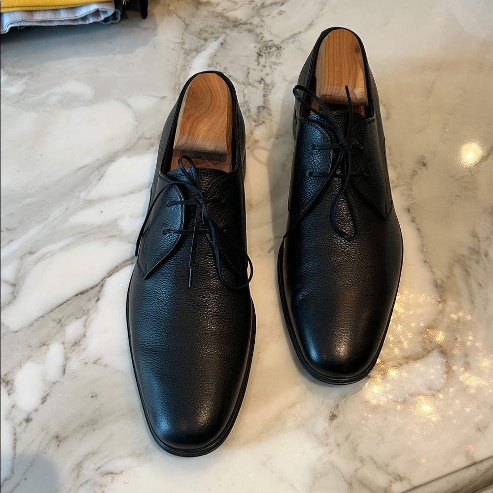 Salvatore Ferragamo DERBY Black Leather Dress Shoes